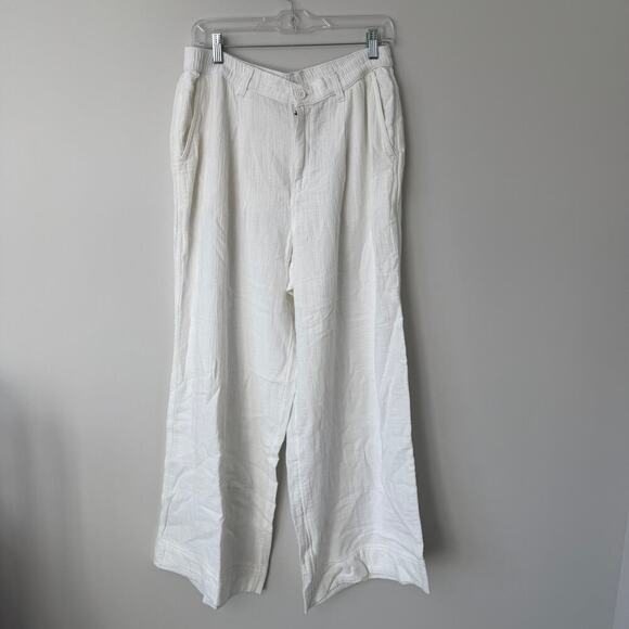 aerie Pants - Aerie Women's White Daybreak Trouser Wide Leg Cotton Large NEW